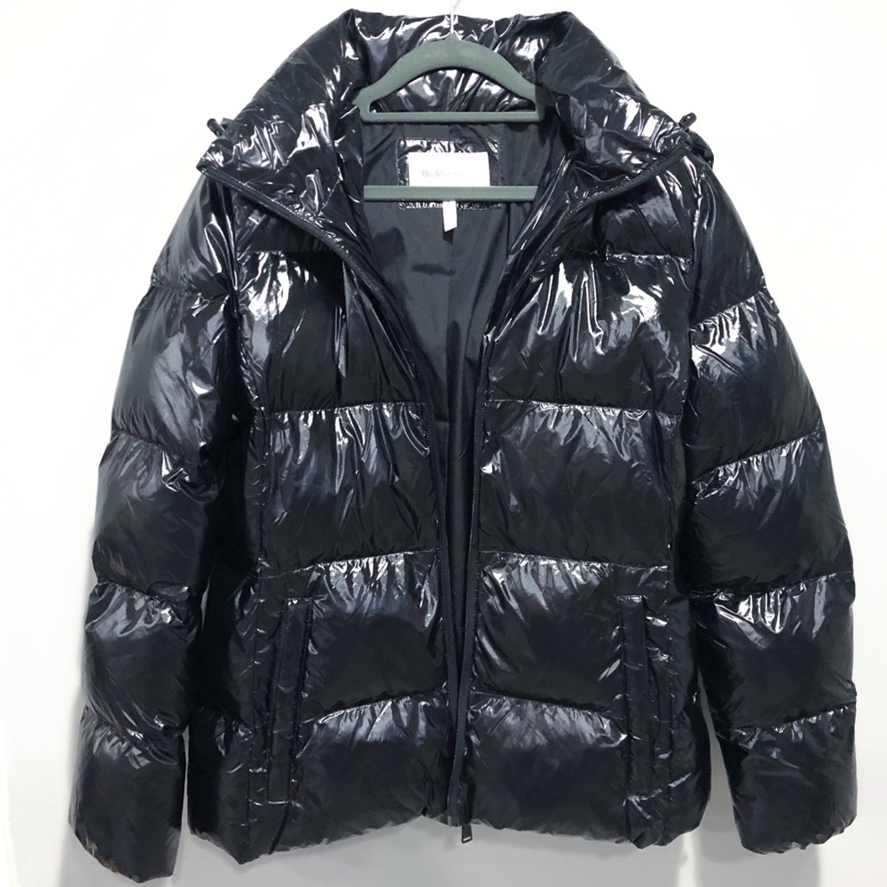 NWOT BCBGeneration Black Shiny Hooded Puffer Coat